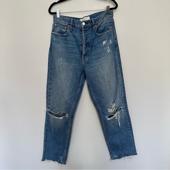Trave Harper jeans time after time washed cropped straight raw hem distressed 28 - Picture 3 of 9